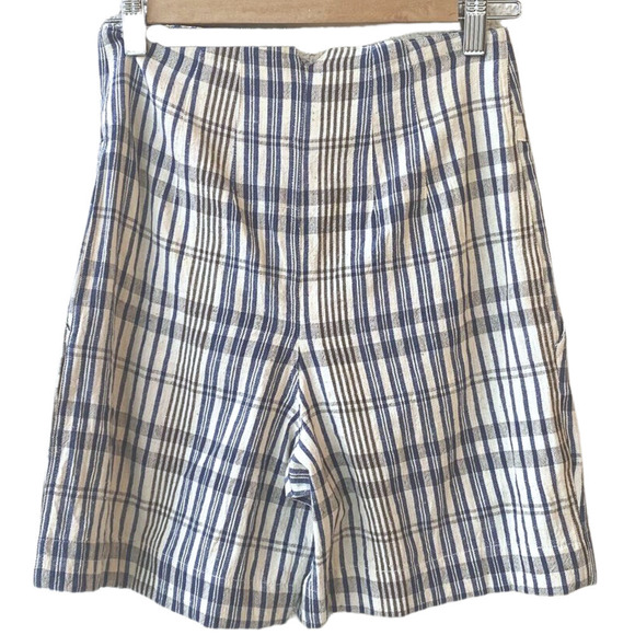 ALIX OF BOHEMIA NWT Petra 80s Inspired Button-Up Plaid Short In Grey Blue Small - Picture 4 of 11